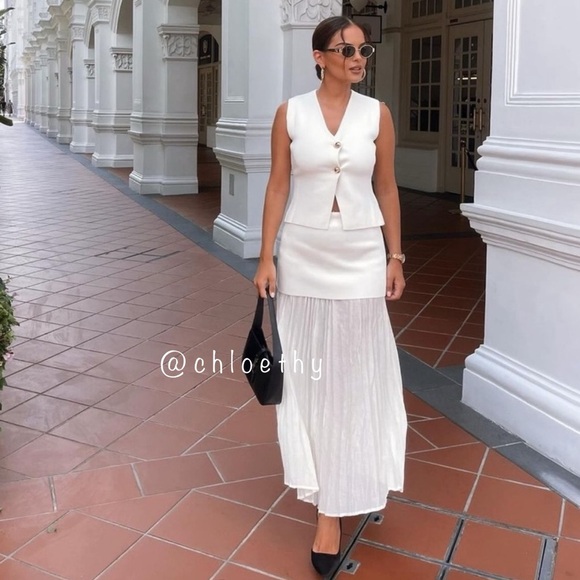 Zara MIXED PLEATED KNIT SKIRT - Picture 13 of 15